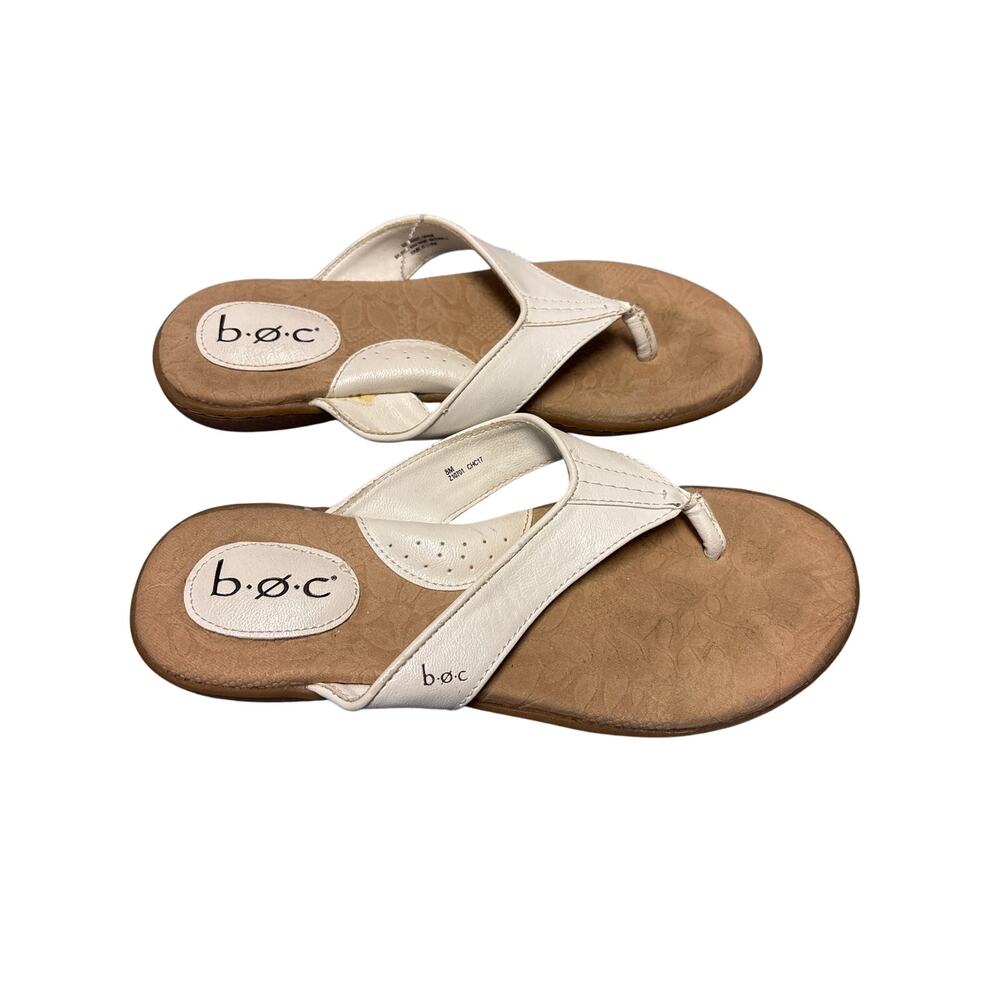 Born B.O.C. Thong Slipper Sandals Flip Flop Women's Size 8M White Leather Casual
